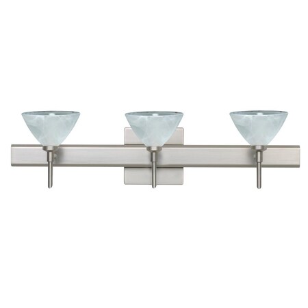 Besa Lighting Besa Wall With SQ Canopy Domi Satin Nickel Marble 3x40W G9 3SW-174352-SN-SQ